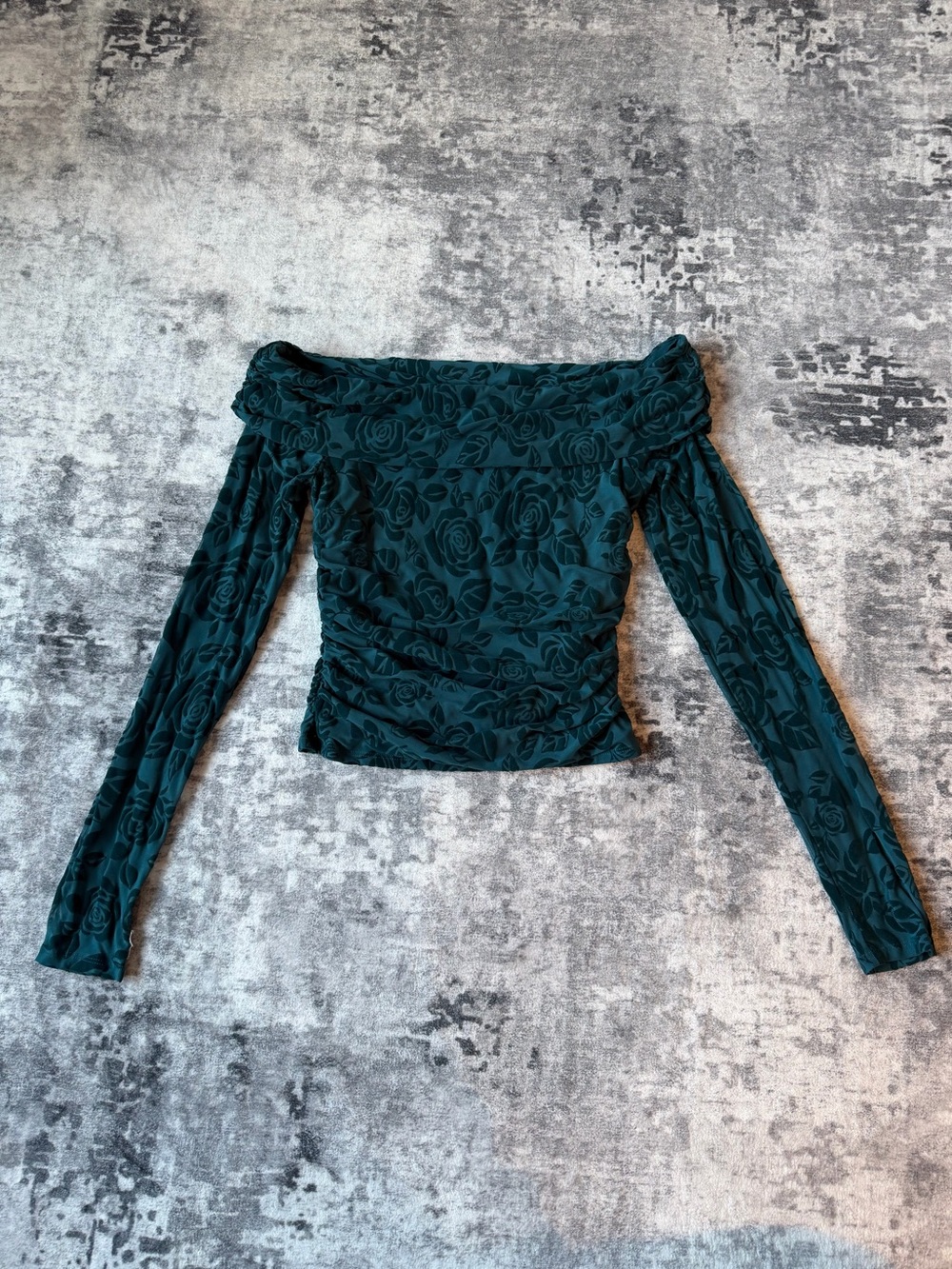 wild fable Off-Shoulder Long Sleeve Floral Top in Teal